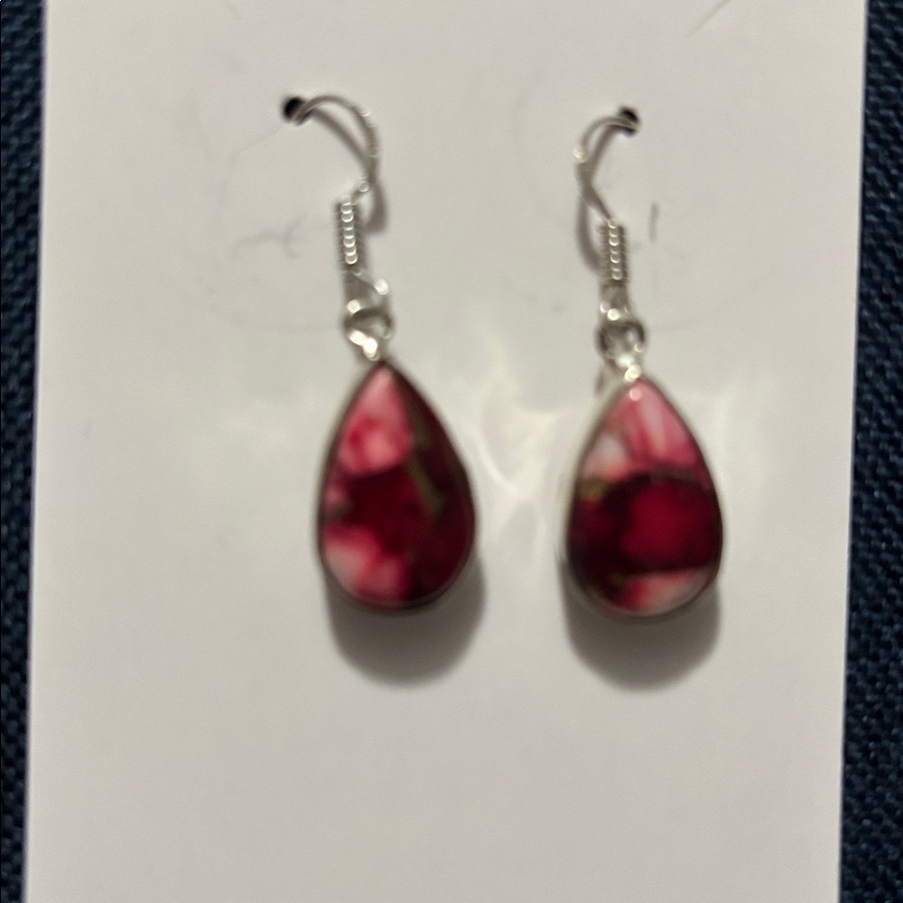 Sterling silver rose dahlia earrings NEW - Picture 5 of 5